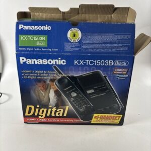 Panasonic KX-TC1503B 900MHz Cordless Phone Answering System Black Vintage